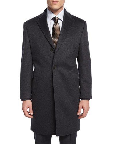 Cashmere Button-down Car Coat, Charcoal