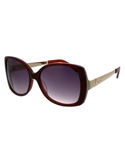 Oversized Rectangle Combo Sunglasses, Burgundy