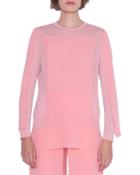 Long-sleeve Knit Georgette Pullover