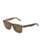 Translucent Leopard-print Square Plastic Sunglasses, Brown/black