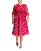 Plus Size Elastic-waist Bell-sleeve Dress