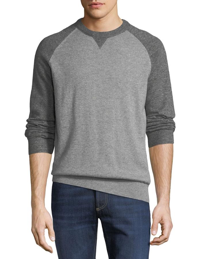 Men's Long-sleeve Bicolor Sweatshirt With Detachable Hood