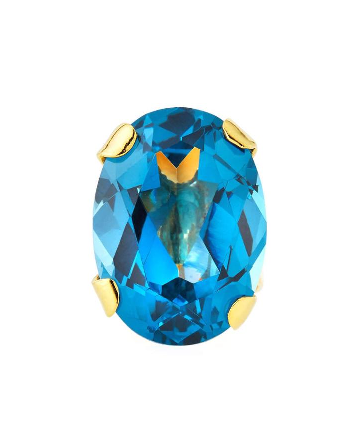 Blue Cubic Zirconia Oval Ring