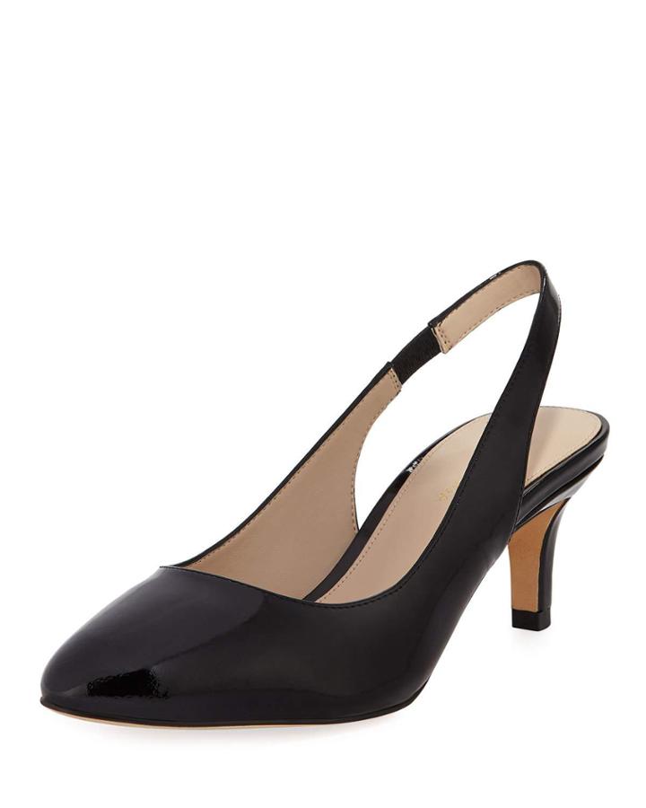 Kadance Patent Low-heel Slingback Pumps