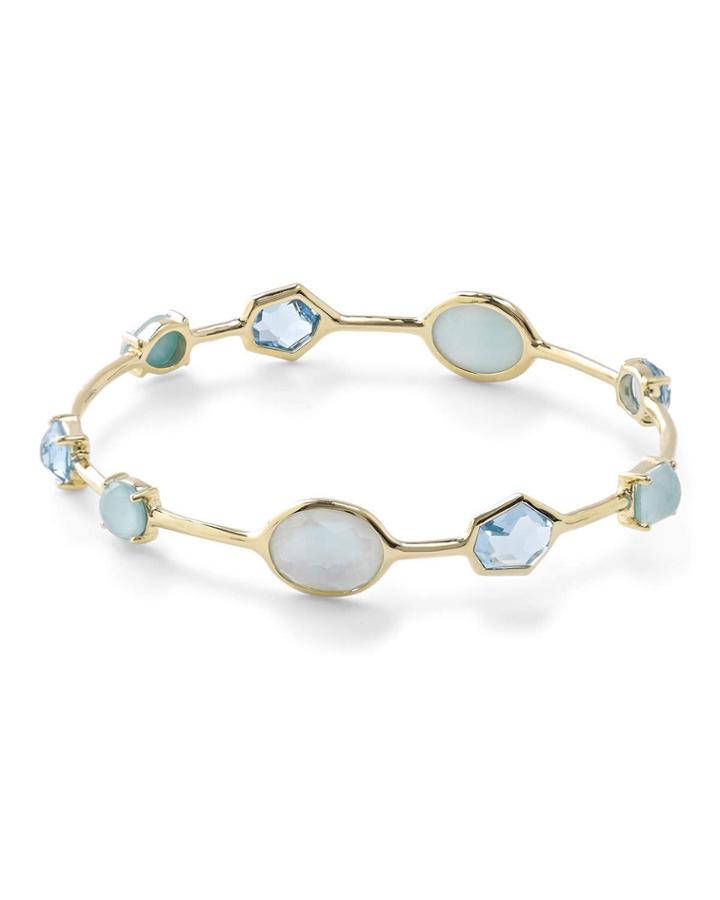 18k Gold Rock Candy Multi-stone Bangle In Waterfall