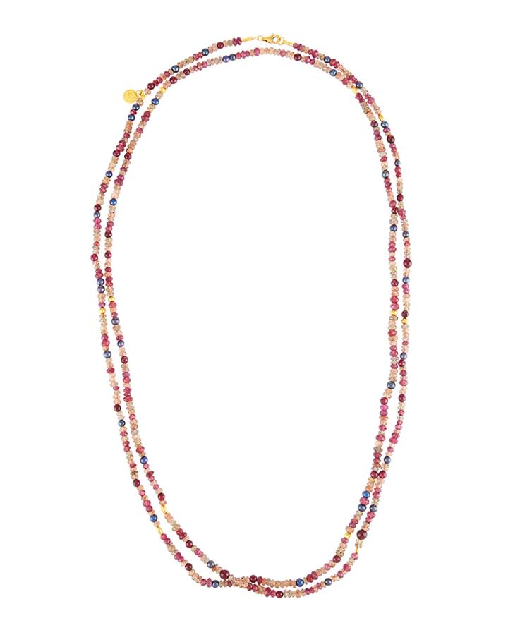 Extra-long Stone & Pearl Single-strand Necklace