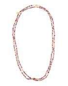 Extra-long Stone & Pearl Single-strand Necklace