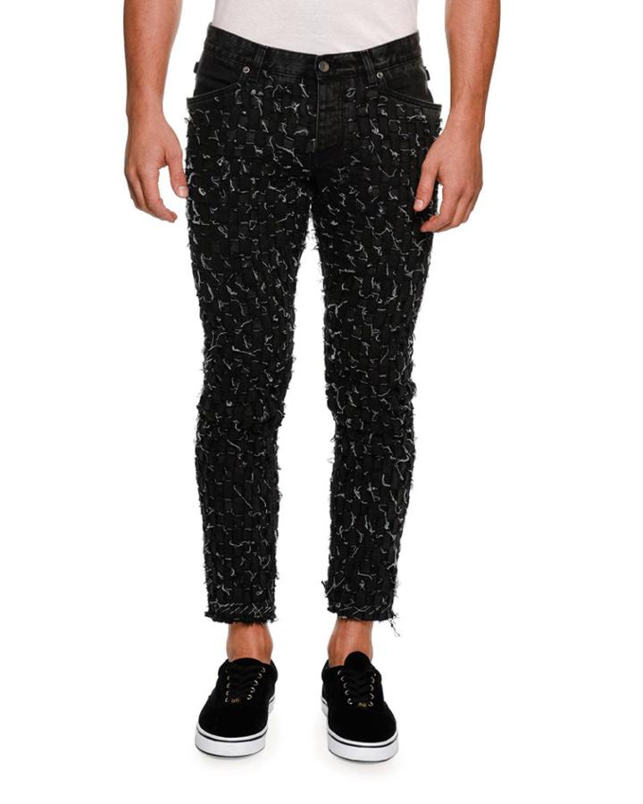Distressed Woven Slim Ankle Jeans