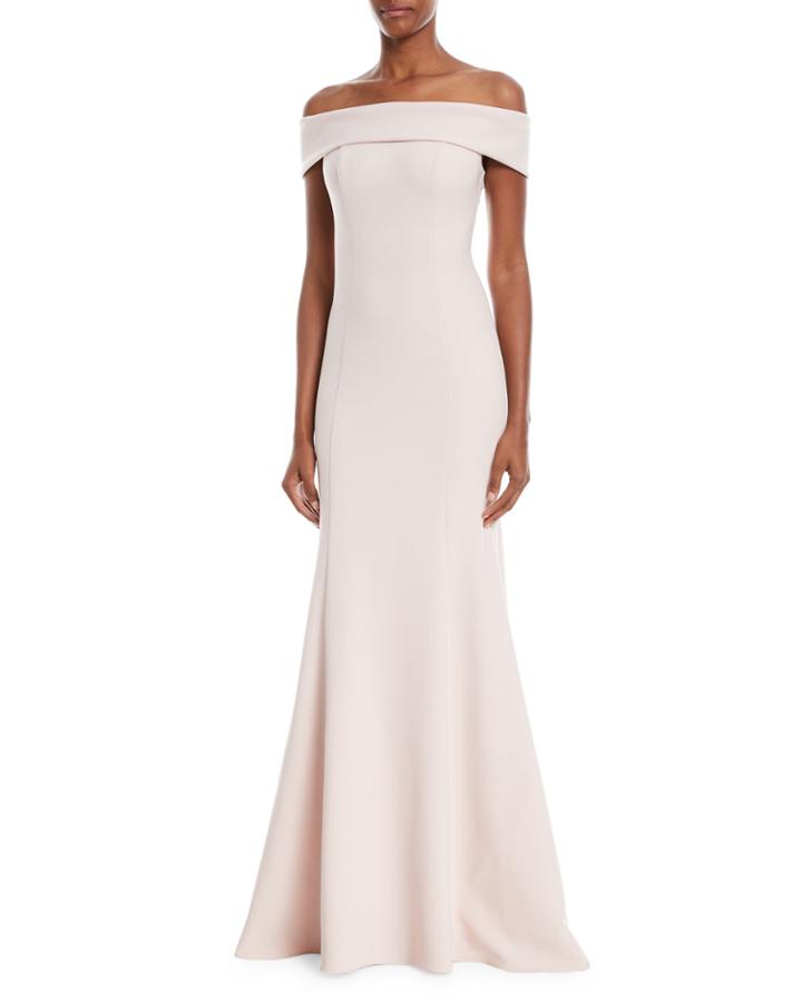 Off-the-shoulder Crepe Trumpet Gown