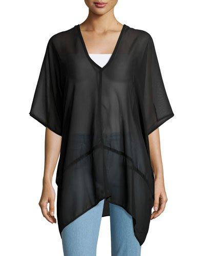 Dean V-neck Sheer Tunic Black