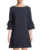 Crepe Dress With Feather Trim