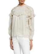 Utopia Long-sleeve Eyelet Frill Blouse