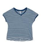 Slub Jersey Striped V-neck Tee,