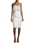 Strapless Lace Popover Cocktail Dress, White/black