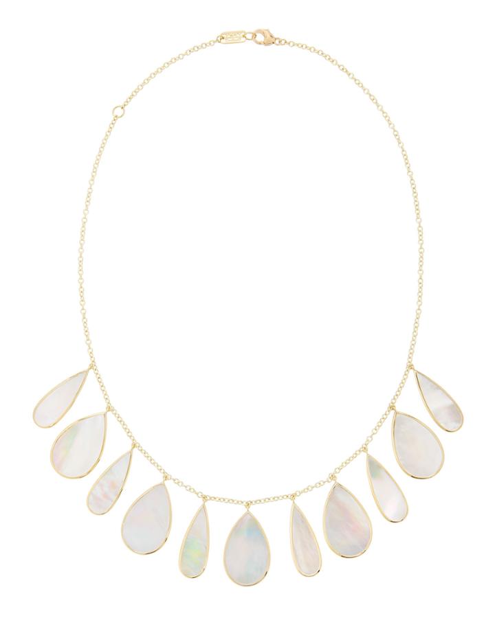 Polished Rock Candy 18k Large Pear Necklace In Mother-of-pearl
