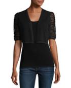 Cashmere Bolero W/ Dramatic Velvet-striped