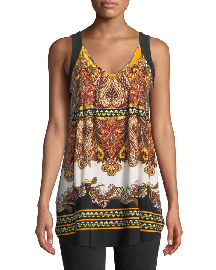 Medallion Print V-neck Blouse