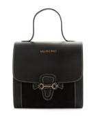 Amy Leather & Suede Satchel Bag, Black