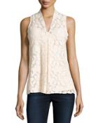 Lace Pleat Front Top, Ivory