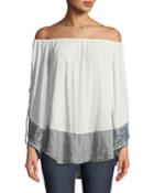 Off-the-shoulder Lace-up Sleeve Blouse With