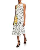 Polka-dot Floral-print Sleeveless Keyhole