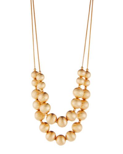 Long Double-strand Beaded Necklace,