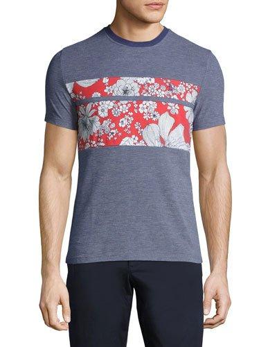 Striped Flower Short-sleeve Shirt, Dark