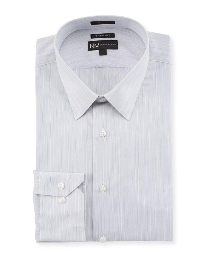 Men's Trim-fit Space Dye Striped Dress