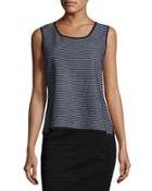 Reversible Printed Scoop-neck Tank, Black/white