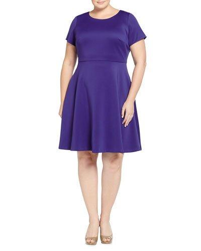 Short-sleeve Scuba Dress, Purple