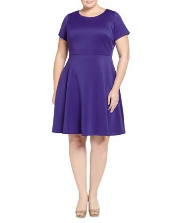 Short-sleeve Scuba Dress, Purple
