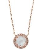 14k Rose Gold Round Topaz & Sapphire Pendant Necklace