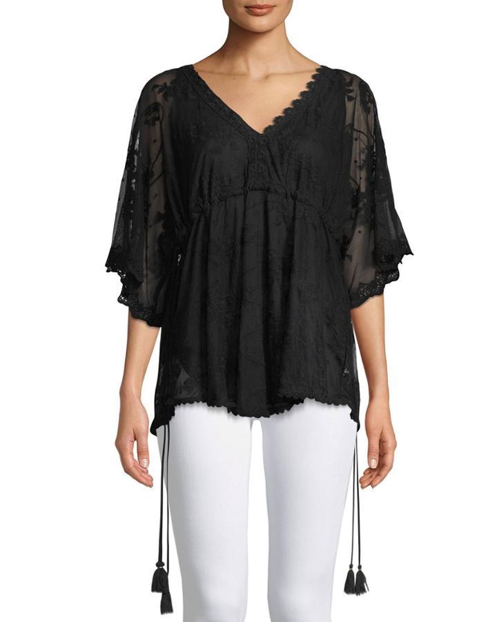 Joel V-neck Embroidered Top