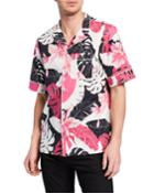 Men's Two-tone Hawaiian-print Short-sleeve