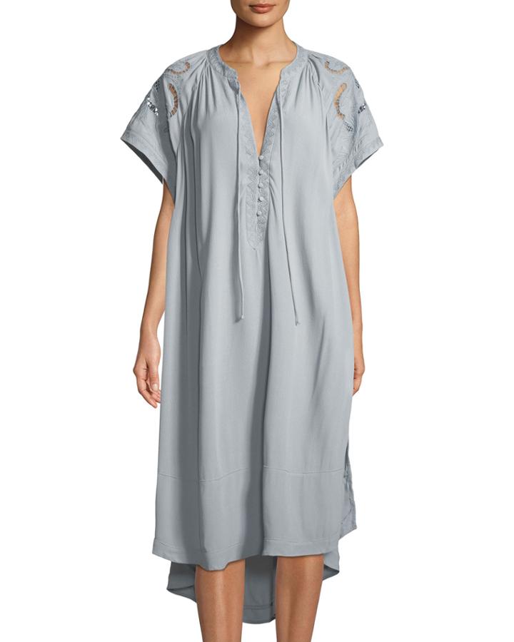 Aurora Embroidered Midi Peasant Dress