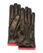 Leather Gloves W/ Cashmere Trim