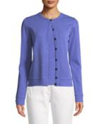Pointelle Panel Birdseye Mesh Knit Cardigan