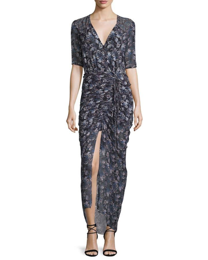 Mariposa Floral Midi Dress, Black