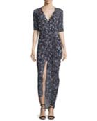 Mariposa Floral Midi Dress, Black