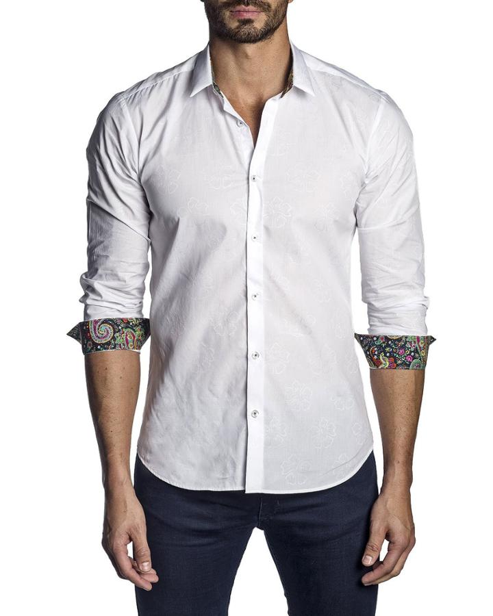 Men's Long-sleeve Tonal Floral