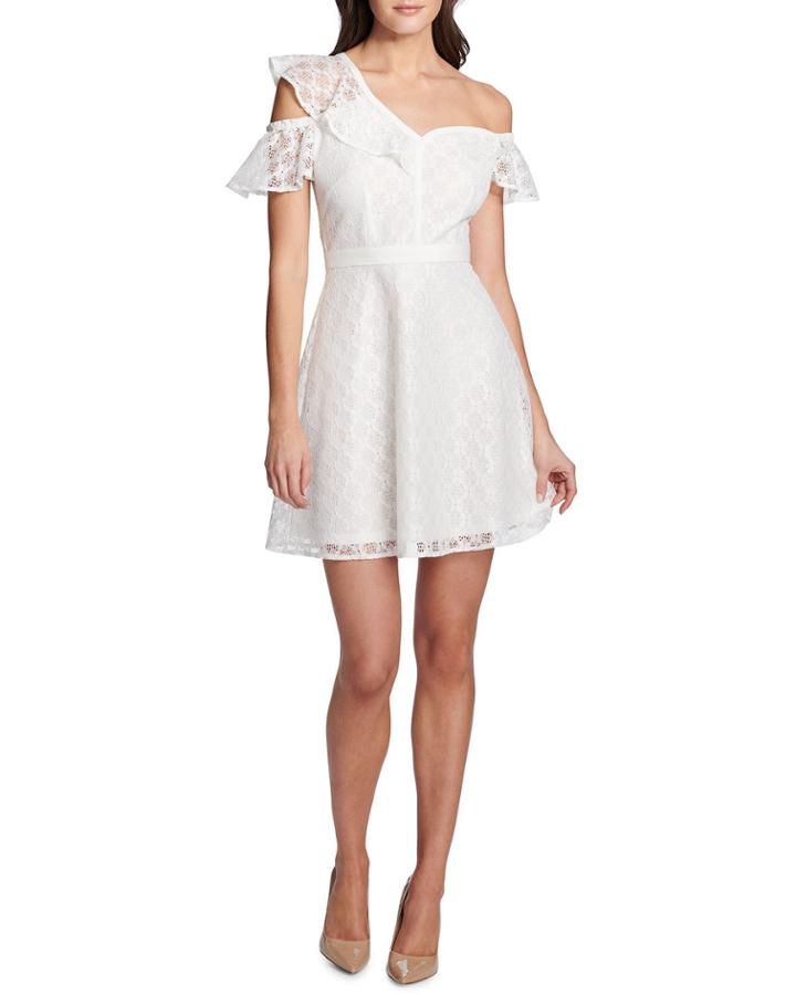 Diamond-lace One-shoulder Dress