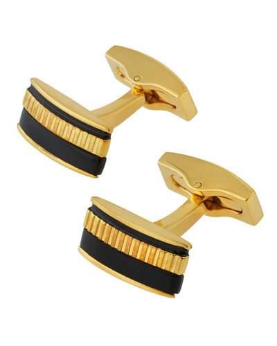 Ridged Golden Onyx Bar Cuff