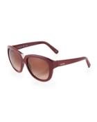 Round V-notched Sunglasses, Rouge Noir