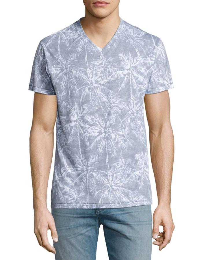 Mayan Jungle V-neck T-shirt, Blue