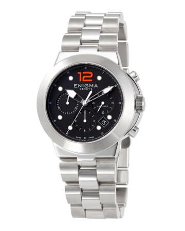 Unisex 42mm Chronograph Watch W/ Bracelet Strap, Black/orange
