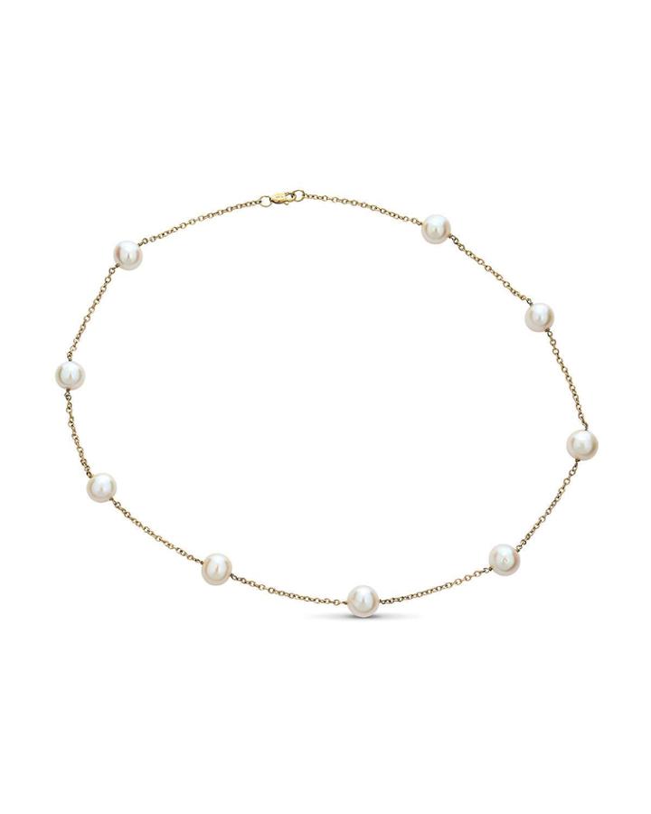 Casual Chic 14k 9-pearl Tin Cup Necklace