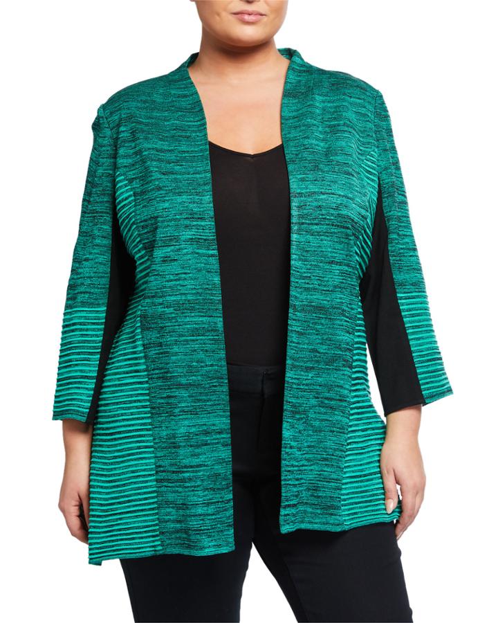 Plus Size Open Front 3/4-sleeve Jacket