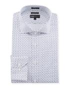 Men's Trim Fit Regular Finish Square Print Dress