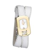 Chameleon 2-diamond Watch W/ Leather Strap, Gold/white