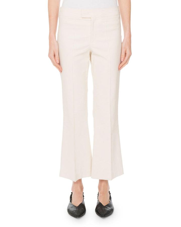 Mid-rise Flared Stretch-cotton Cropped Pants